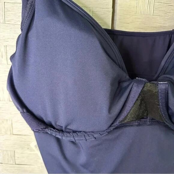 Lands' End Wrap Underwire Tankini Top Deep Navy beach athleisure pool swimwear - Picture 4 of 9